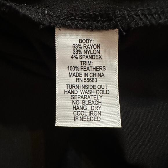 Forcynthia Black Feather Trim Short Sleeve Statement Top Women’s L - Picture 5 of 5